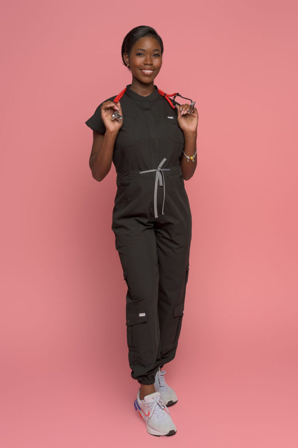 Marie Cargo Jumpsuit Scrubs - Short Sleeves - Image 2